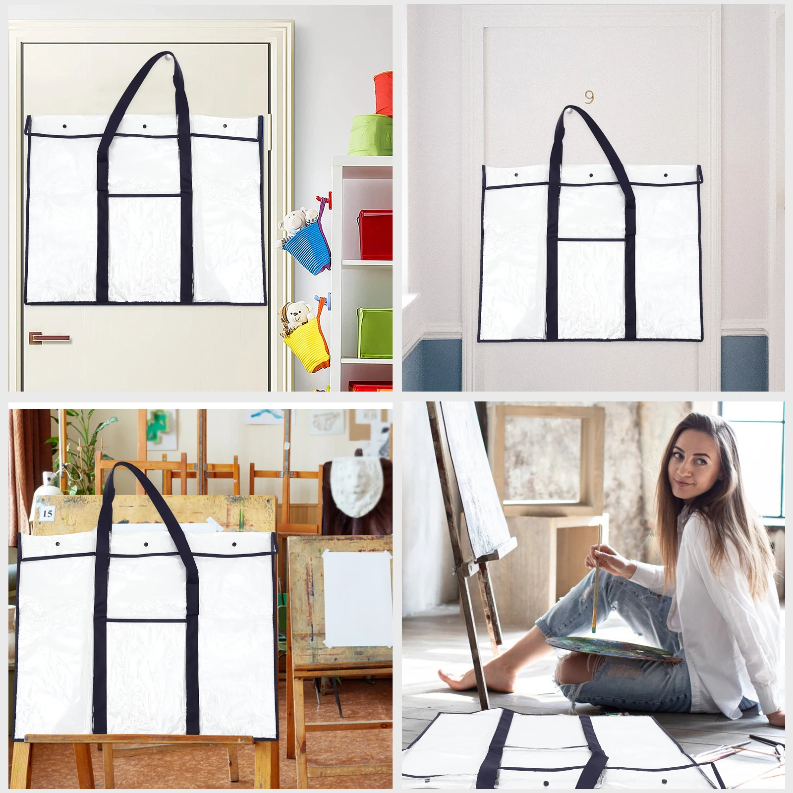 

Clear Large Poster Storage Bag Durable Painting Carrier Portable Drawing Board Organizer Art Supply Holder Folder for Artwork