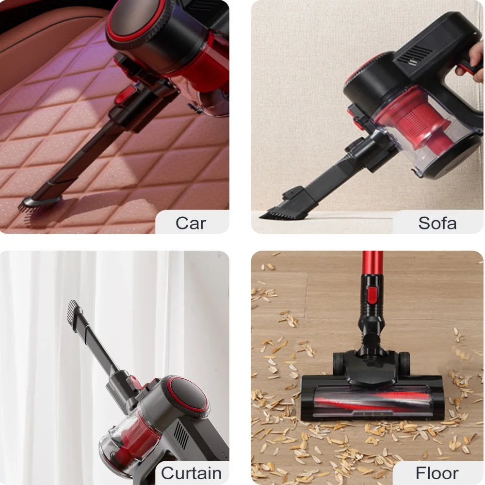 للمكنسة الكهربائية المنزلية اللاسلكية 500 وات محرك بدون فرشاة مع شاشة ديجيتال مكنسة كهربائية محمولة عالية الطاقة وعالية الشفط