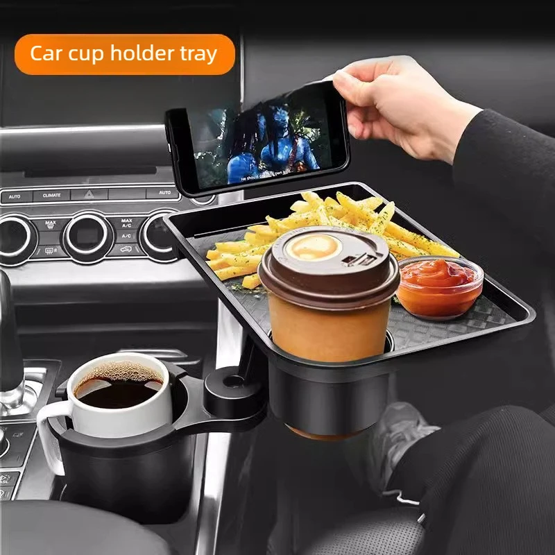 Back Seat Car Tray Holder Buckle Type Retractable Multi Function Phone Tablet Cup Holder Universal Auto Rear Seat Interior Acces