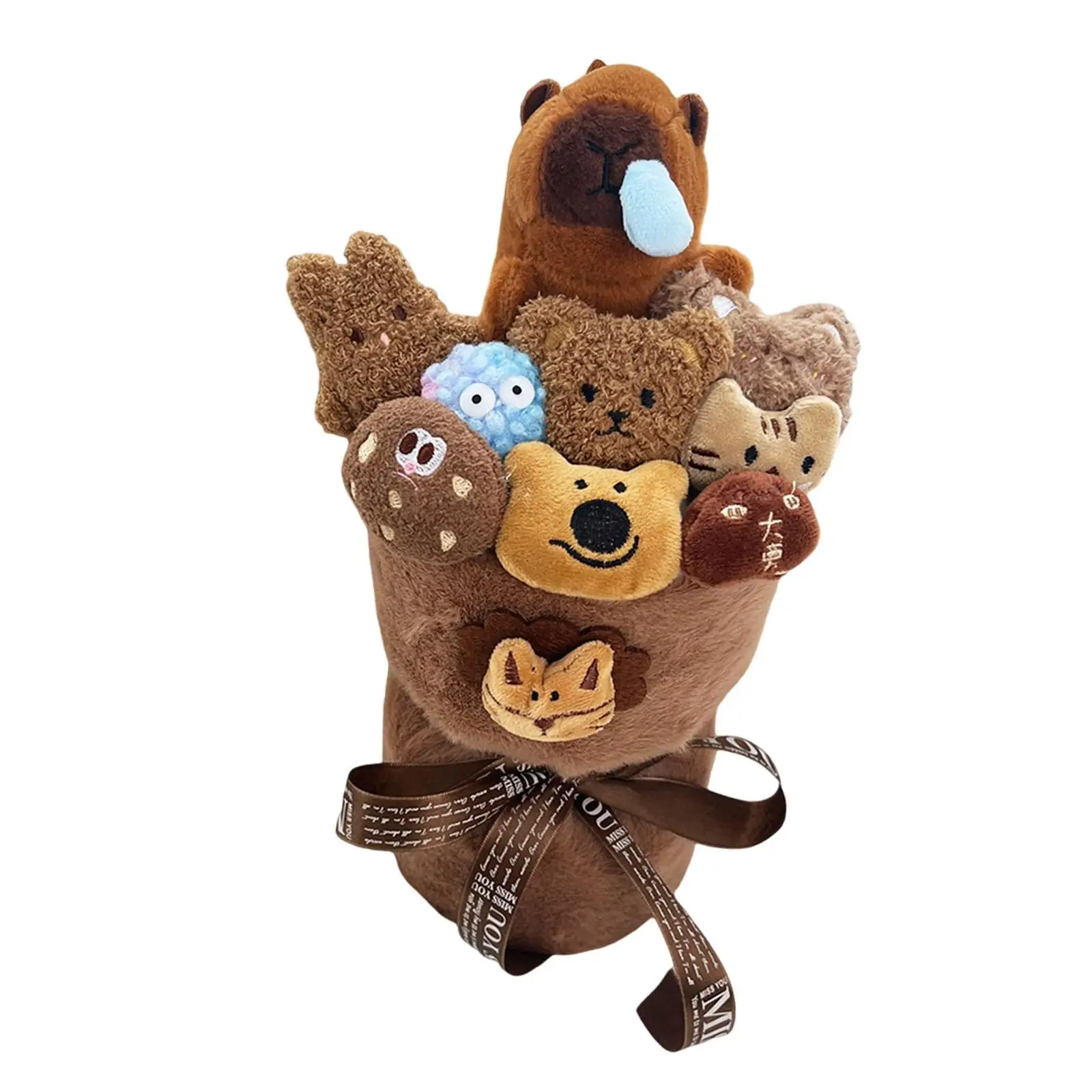 Plush Doll Bouquet Toy,Artificial Flower Bouquet,Cute Handmade Stuffed Animal Doll Gift for Graduation,Girlfriend,Wedding