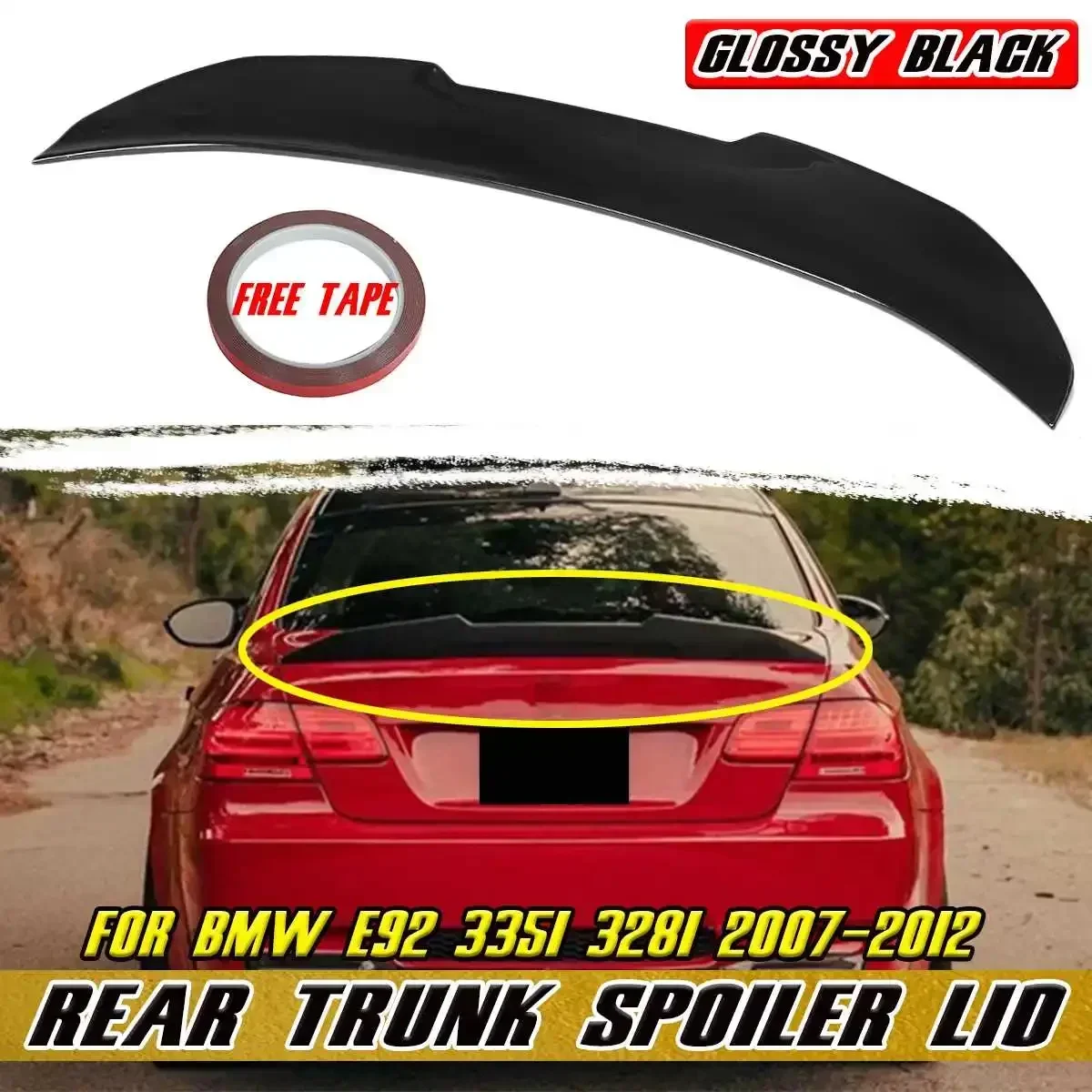 High Quality Car Rear Trunk Wing Lip P/M4/PSM Style For BMW E92 M3 2DR Coupe 2007-2013 Rear Spoiler Wing Lip Extension Body Kit