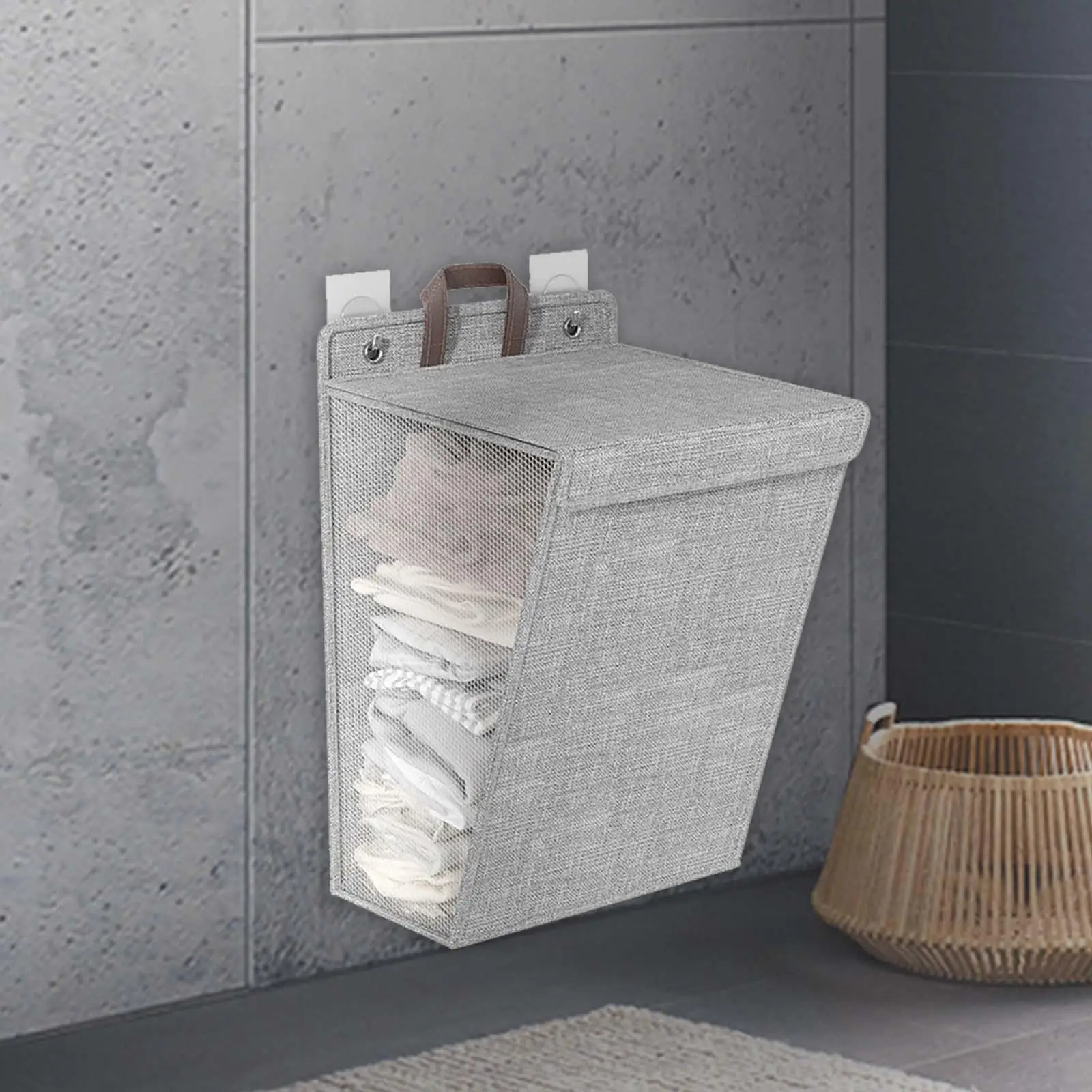 Large Capacity Folding Laundry Storage Bin Wall Hanging Basket Space Saving Durable Organizer for Laundry Room Cleanup