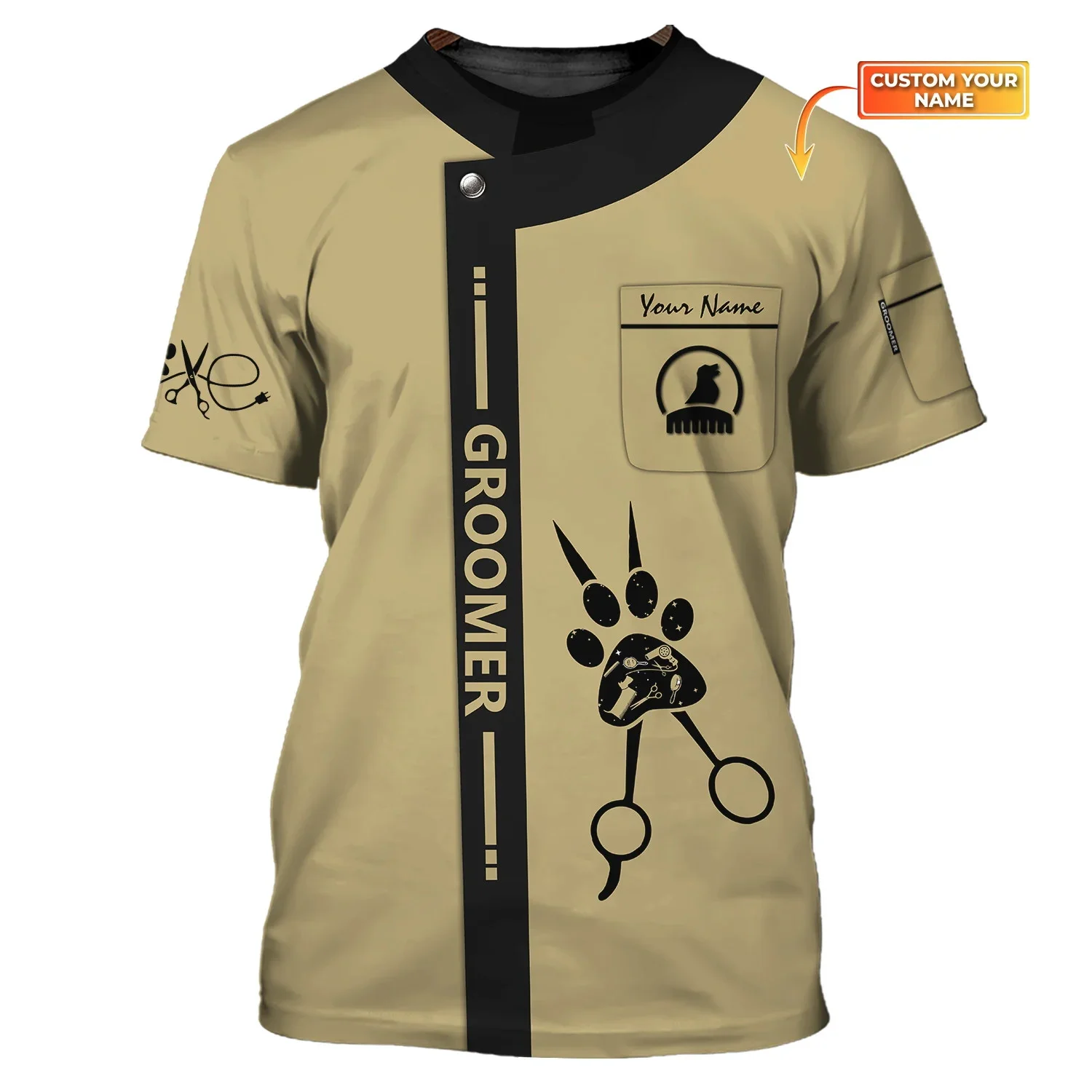 Latest Dog Groomer Pesonalized Summer T shirt Custom 3D Printed Unisex t shirt Grooming Uniform T-Shirt [Non Workwear] DW169