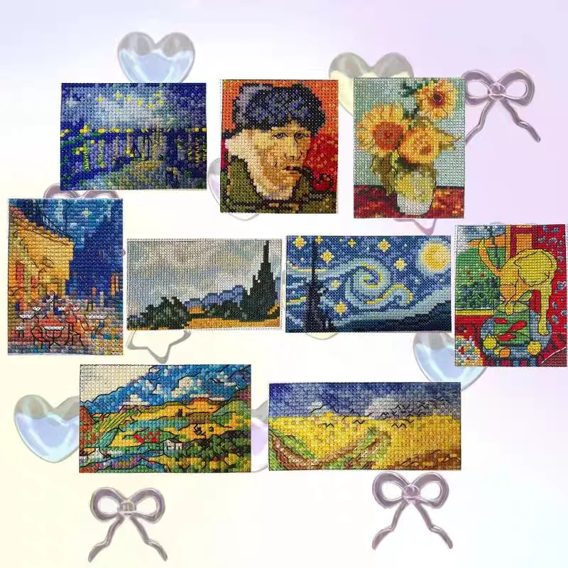 KS cross stitch kits Van Gogh series small picture new small sunflower star moon night fresh printing new 2024 árbol de navidad