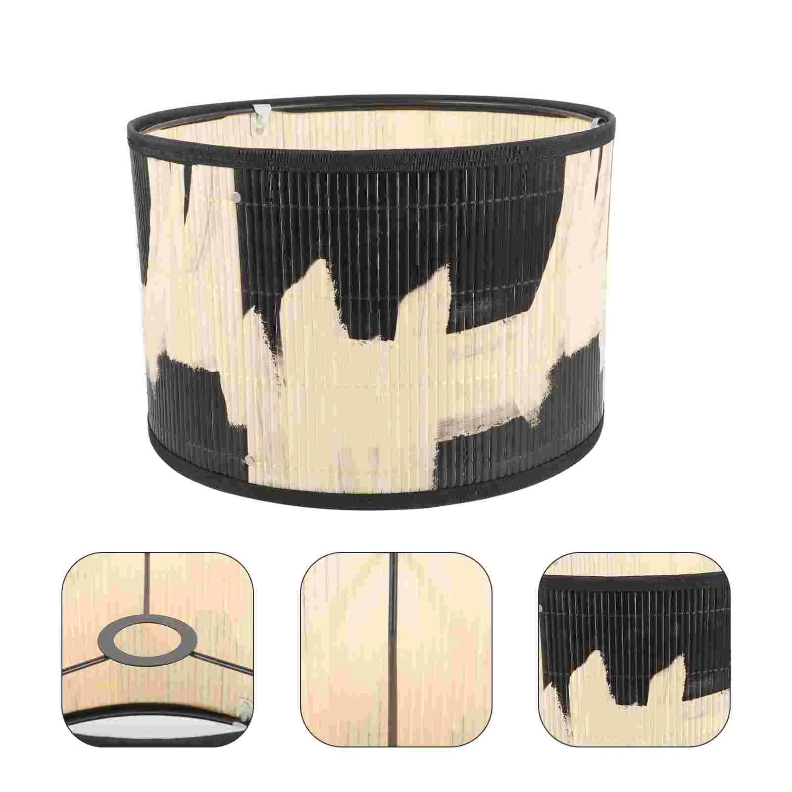 

Table Printed Abstract Retro Style Folk House Decorative Lamp Bamboo Crafts Painting Lampshade Pendant Shades Light