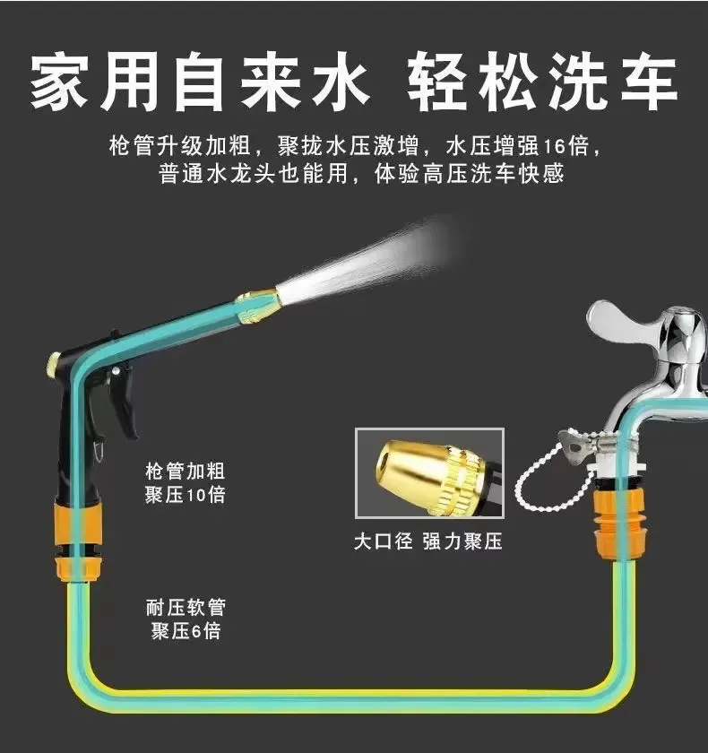 High Pressure Washer Gun with Snow Foam Sprayer Kit, Multi Nozzle Car Wash Accessories for Auto Detailing Garden Patio Cleaning