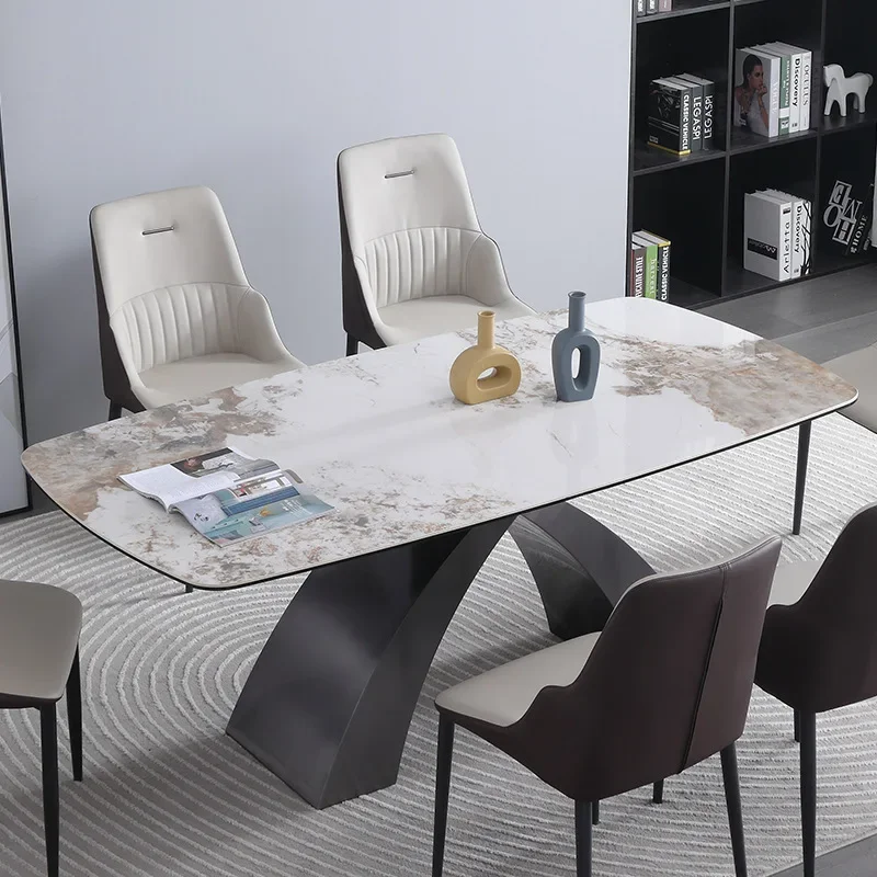 Italian, light luxury, dining table, new, rock slab, household, composite, tempered glass