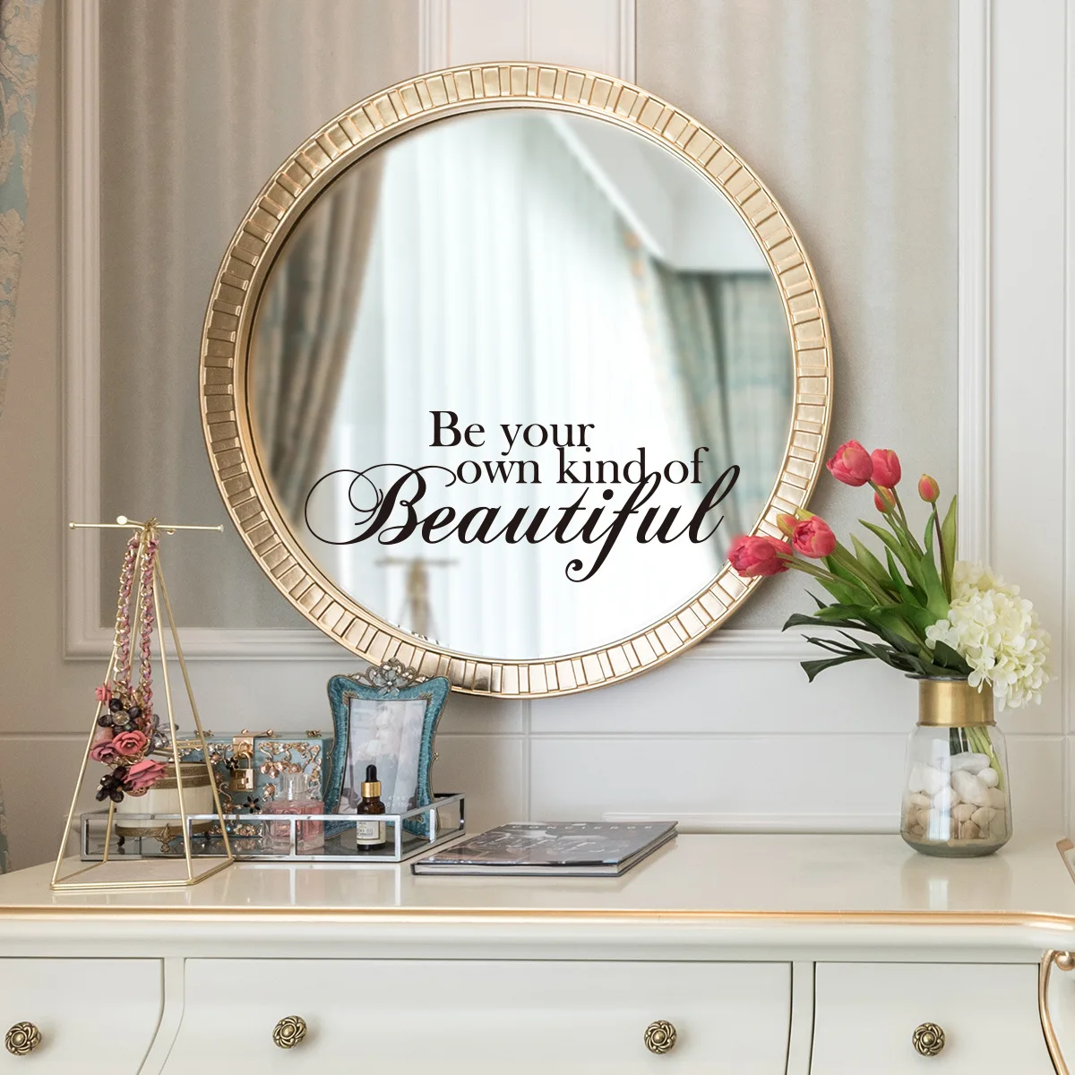 Makeup Mirror Decoration Sticker Home Decoration For Fridge Bathroom Bedroom Glass Wall Poster Self-adhesive Waterpoof Wallpaper