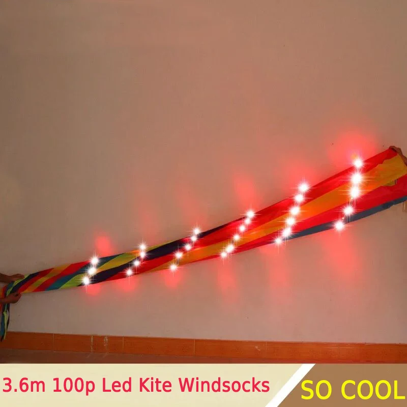 

free shipping 100pcs led lamp led kite windsock kite string line night kites flying toys dragon vlieger flux battery Snow sled