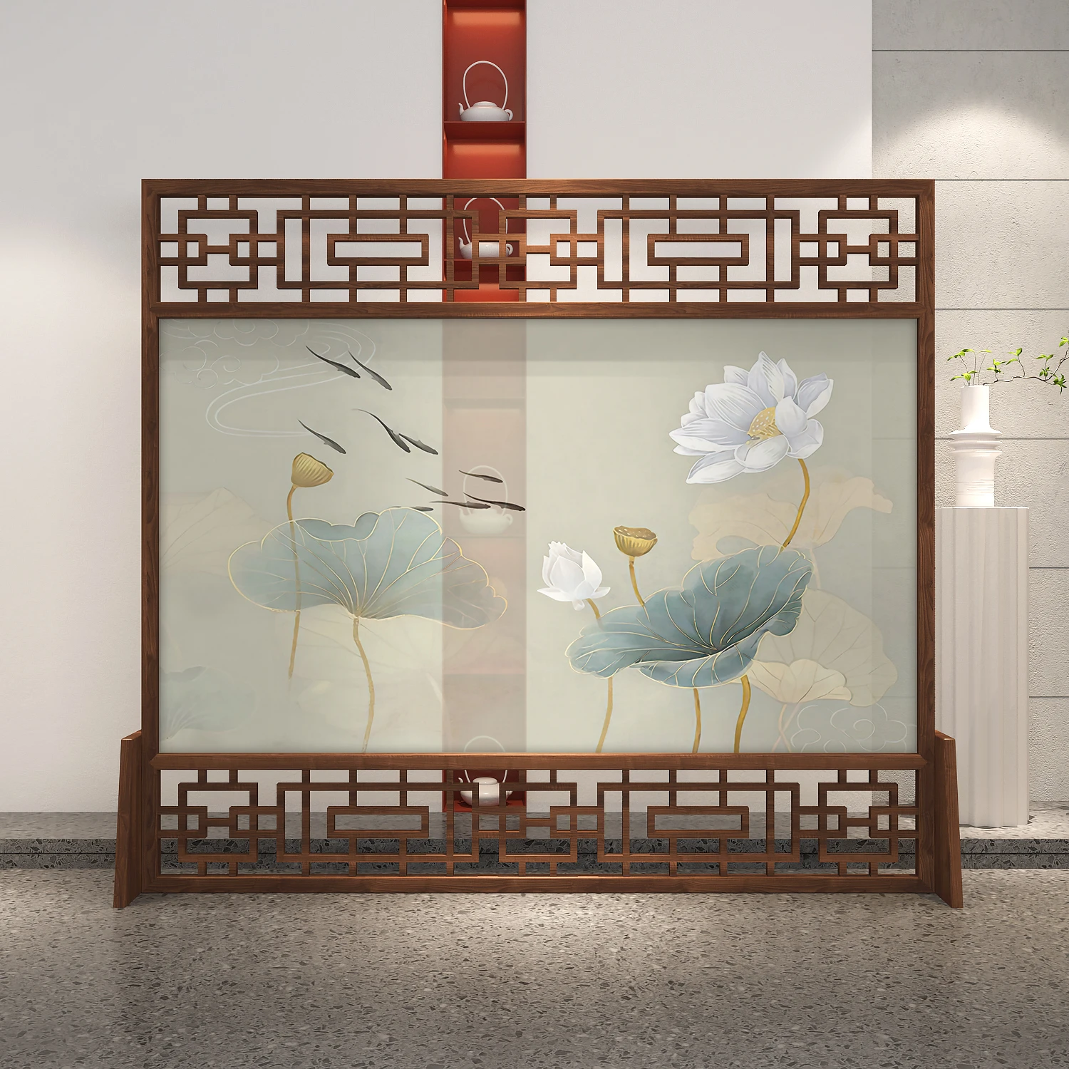 

Customized new Chinese style screen partition living room bedroom block home modern simple entrance entrance solid wood