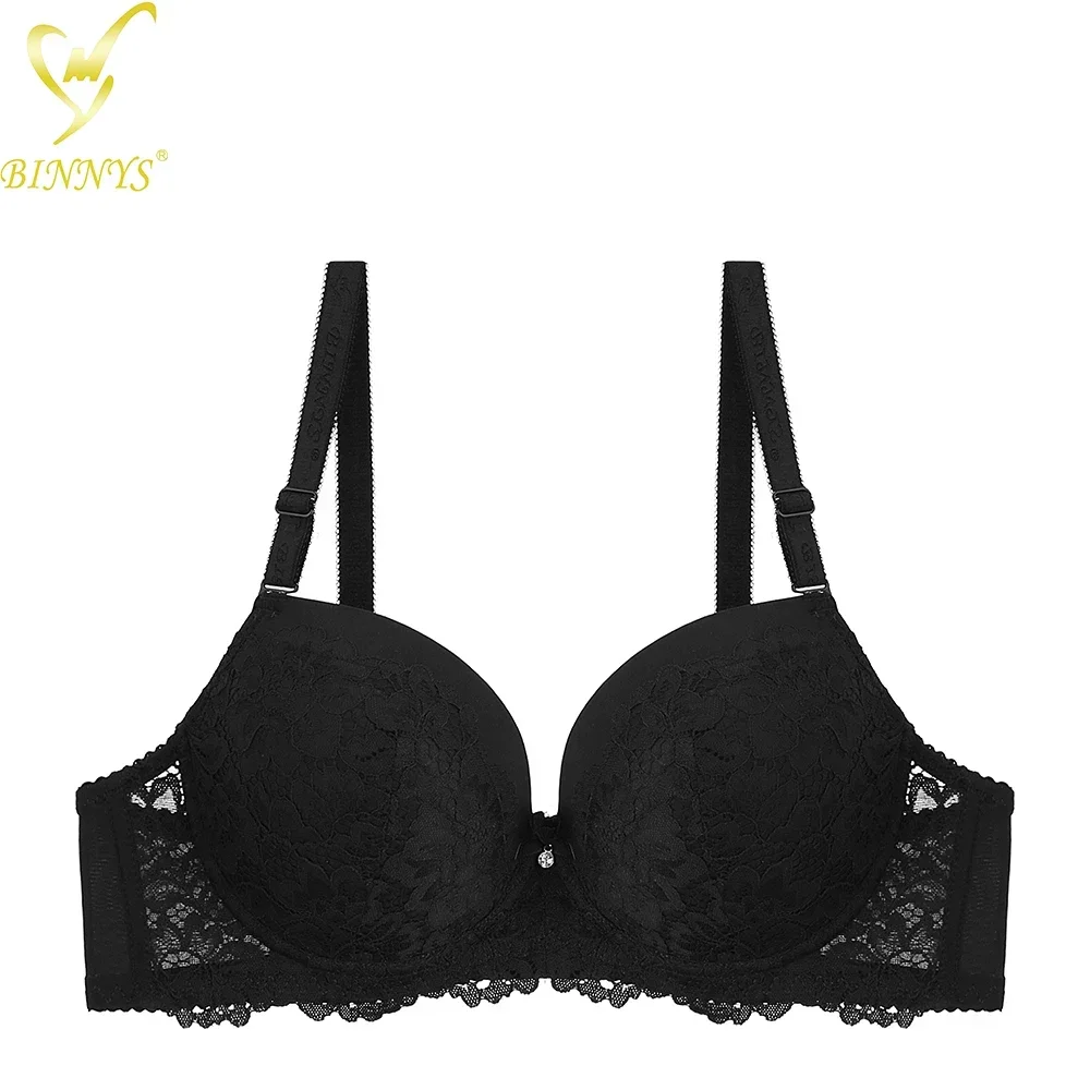 

D Cup Women's Sexy Strapless Thin Cup Nylon Bra Plus Size Breathable Lace Underwire Women Bra BINNYS