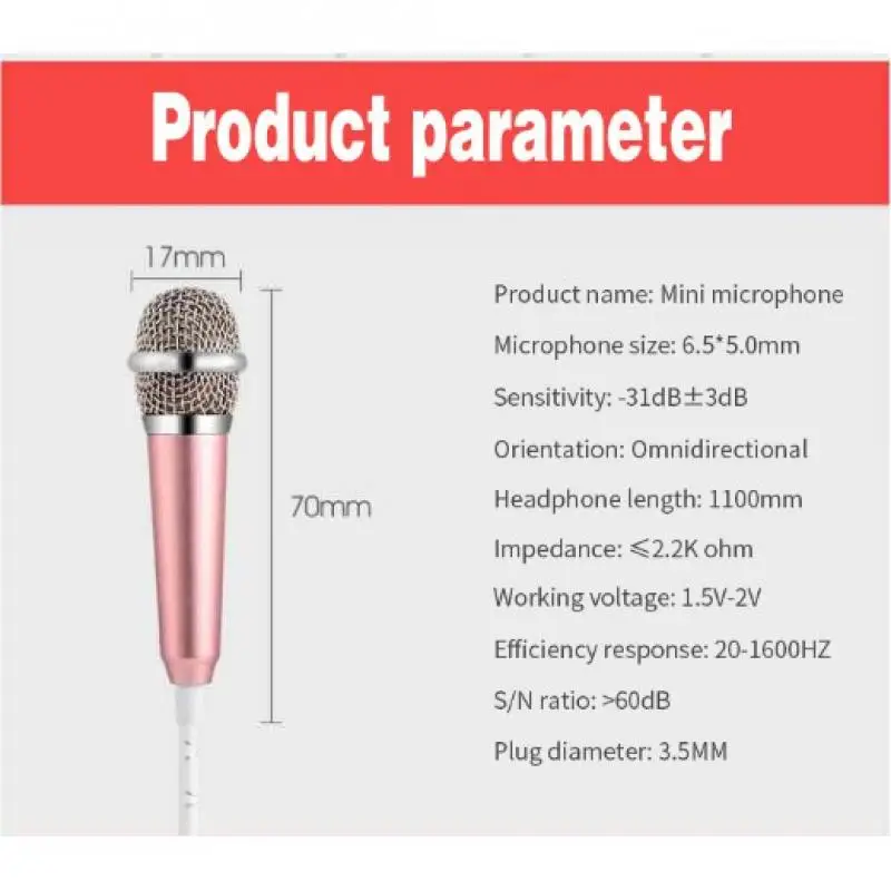 Portable 3.5mm Stereo Studio Microphone Earphone KTV Karaoke Mini Microphone for Phone Laptop Computer Desktop Small Size Mic