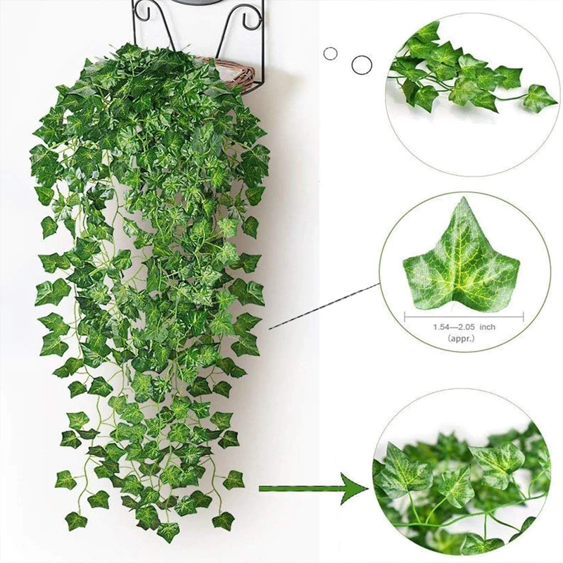 Green Leaf String Lights Artificial Vine Fairy Fake Plants Battery Powered Christmas Tree Garland Light for Weeding Home Decor