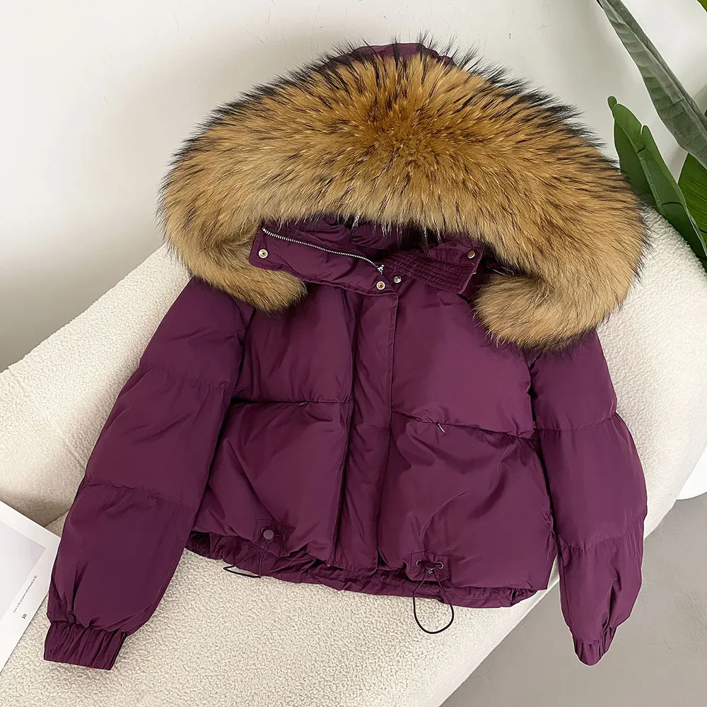 OFTBUY 2024 di Lusso Grande Reale Procione Pelliccia di Volpe Con Cappuccio Piumino Cappotto Delle Donne di Inverno Breve Parka Piumino D\'anatra