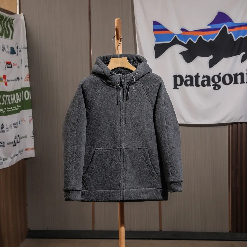 

Thiened Fce Hooded Jaet ex Autumn Winter Warm Windproof Casual Sle Polyester Fiber Long Sve Zipper Closure Coat