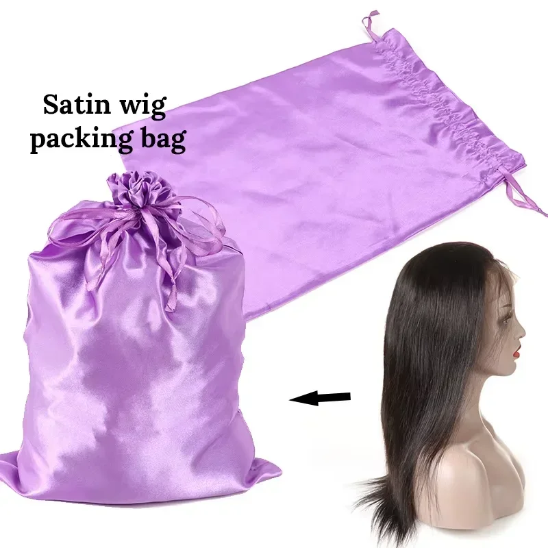 10x13.8 Inch Satin Wig Bags Set of 6 Black/Pink Soft Silk Hair Wig Storage Bags for Home And Salon Use Packaging Tool