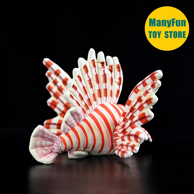 Realistic Lionfish High Fidelity Devil Firefish Plushie Lifelike Turkeyfish Plush Toy Zebrafish Stuffed Animal Doll Toy Gift