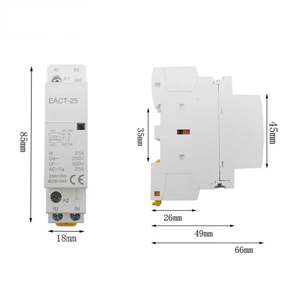 2P 16A 20A 25A  1NO 1NC 2NO 2NC AC 220V 230V 50/60Hz Din Rail Mounted Household Modular AC Contactor for Smart Home House Hotel