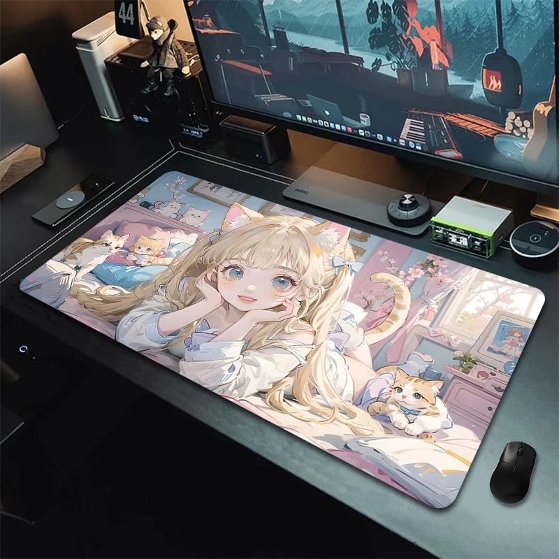 

Gamer Mouse Pad Cute Anime Girls Non-Slip Computer Mouse Mat Office Large Gaming Mousepad 900x400mm Kawaii Rubber Keyboard Mat