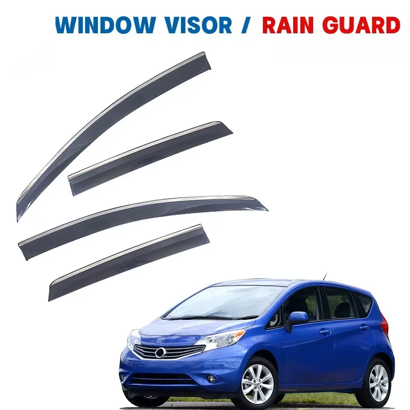 Premium Set Direct Fit Easy Installation Durable Window Visor Wind Deflector For Nissan Note 2014-2019 Protection Comfort
