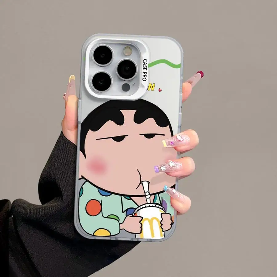 Funda de teléfono C-Crayons Shins-chans Animes para iPhone 15 16 Pro Max 14 13 12 11 XS 14 Pro Max X XR 16 Plus, funda suave a prueba de golpes