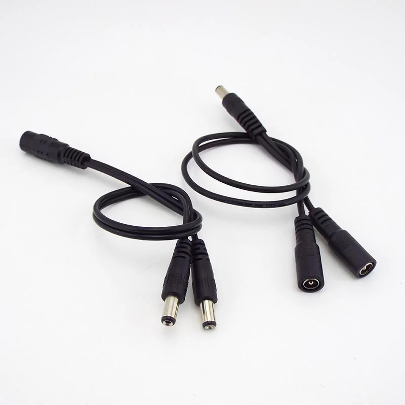 2 way DC Power adapter Cable 5.5mmx2.1mm 1 male to 2 female 2 Male Splitter connector Plug extension for CCTV LED strip light p1