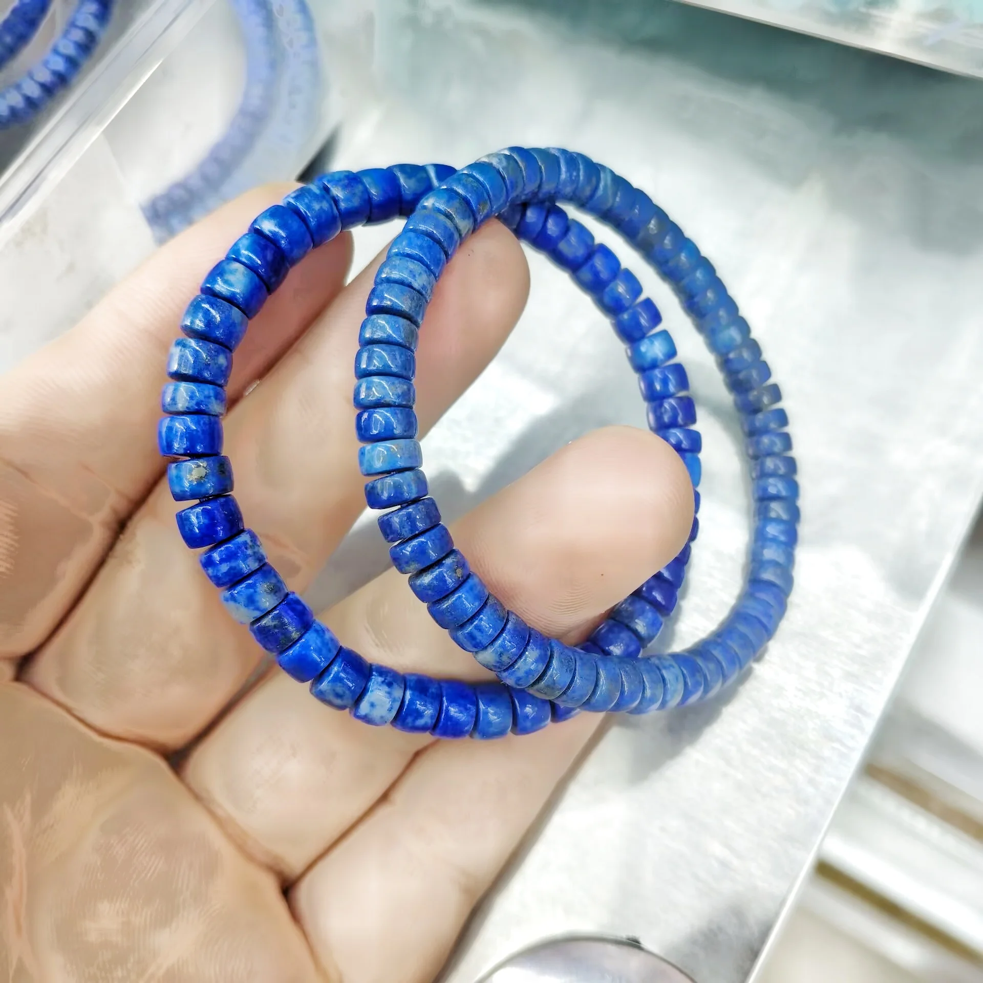 1PC FASHION MEN BRACLETS NATURAL LAPIS LAZULI STONE MATERIAL SIZE 4X6MM DIY JEWELRY FOR  GIFTS
