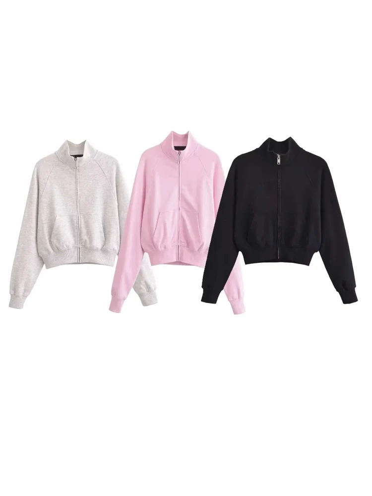 

OUROPEAN ZTATION 2025 Autumn Woman's Streetwear Stand Collar Jacket Top Sophisticated Spring Woman Long Sleeve Coat c