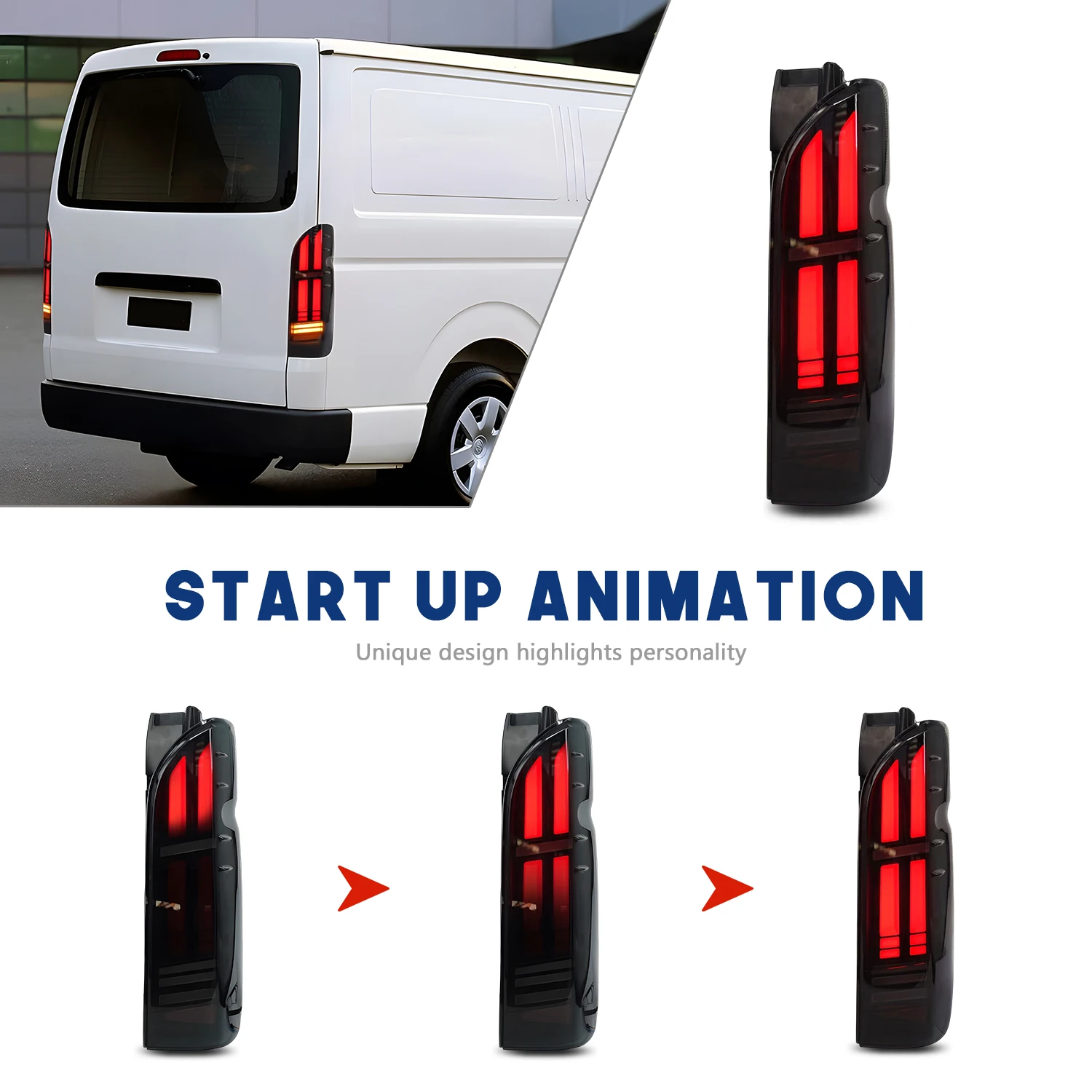 HCMOTIONZ LED Tail Lights for Toyota Hiace 2005-2018 5th Gen H300