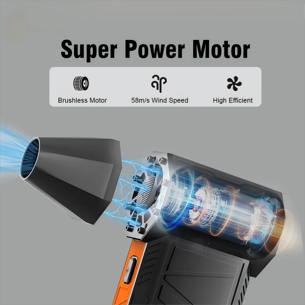 X3Ultra Turbo Jet Fan,Mini Handheld 180000RPM Powerful Compressed air Duster for Car Dryer/PC/Home/air Blower/indoor (Orange)