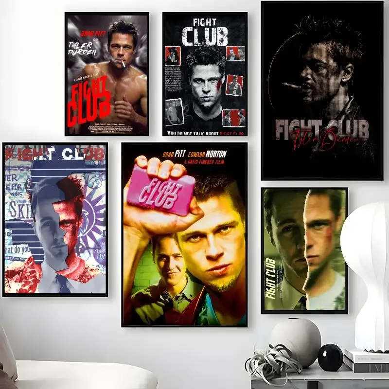 Movie F-Fight C-Club Poster Waterproof Self-Stick Wall Art Stickers, Removable Wall Decor for Living Room and Bedroom