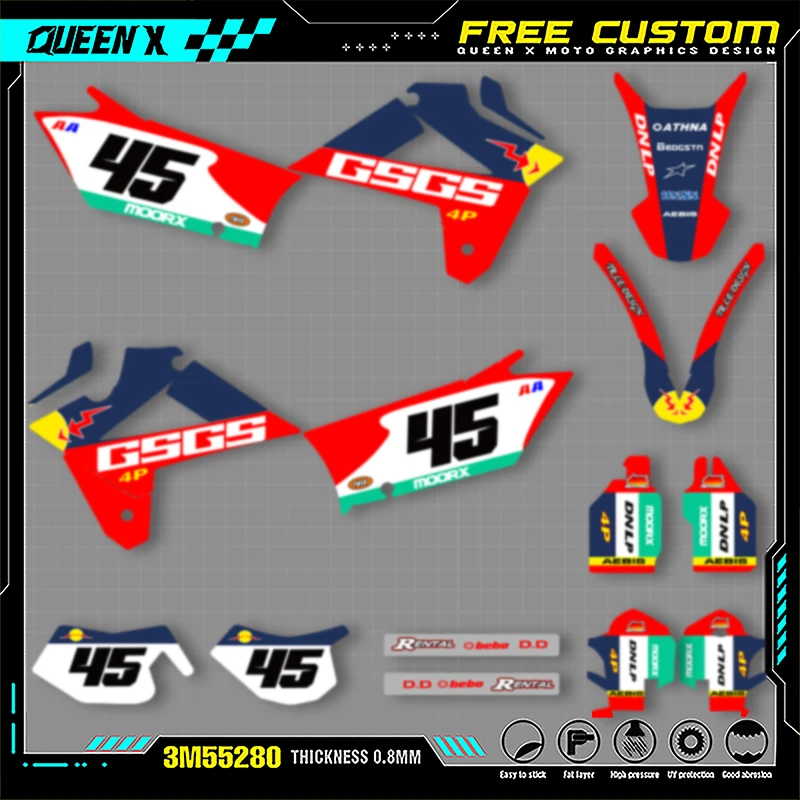 

QUEEN X MOTO Motorcycle Team Graphics Decal & Sticker Kit For GASGAS 2007 2008 2009 EC 005