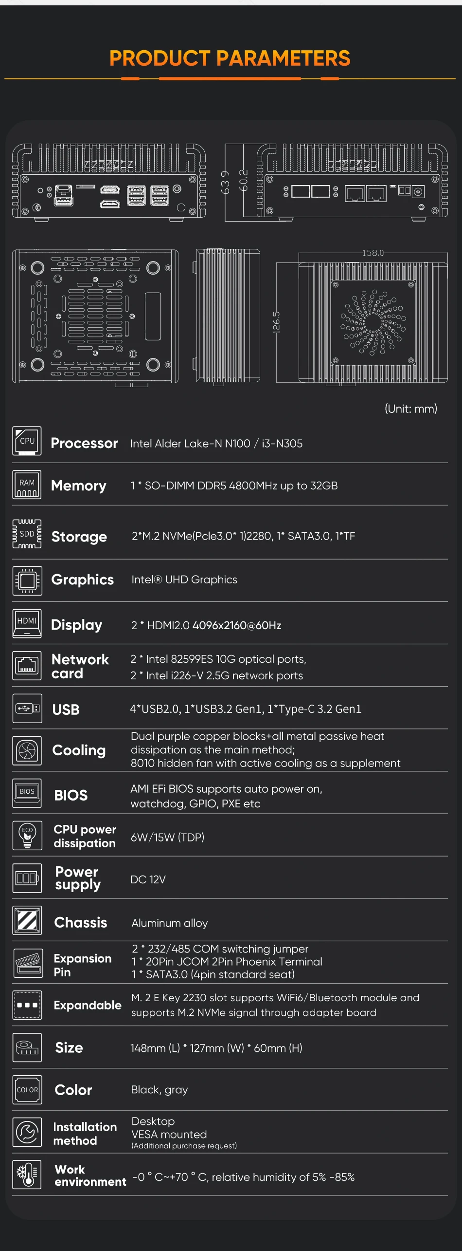 Topton Solid Firewall PC Computer Intel N150 N100 2x10G SFP or 2x10G 2x2.5G LAN Type-C 2xNVMe+SATA NAS Mini PC Home Lab Server