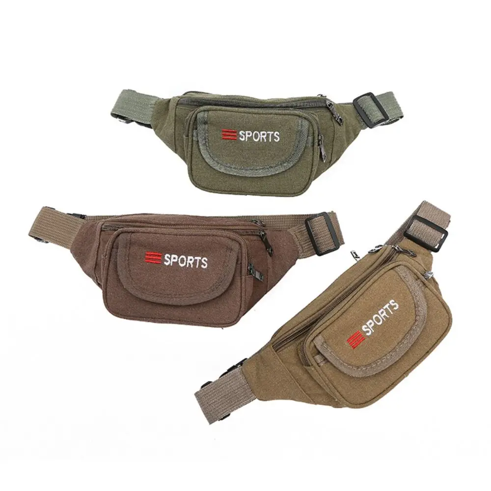 Canvas Waist Fanny Pack Multiple Pockets Adjustable Running Sports Belt Bag Durable Large Capacity Climbing Belt Bag