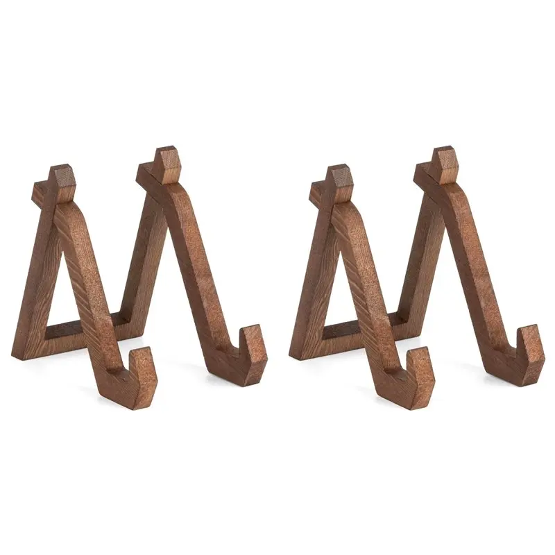 2X Retro Wooden Cookbook Rack Kitchen Counter Wooden Cookbook Rack Photo Table Rack Display Rack