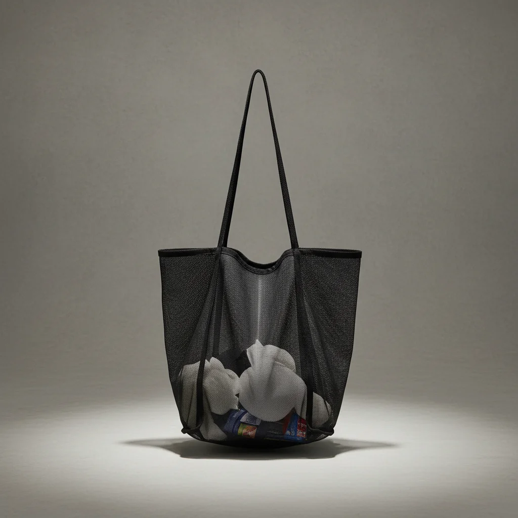 

Transparent Mesh Shoulder Bag Large Capacity for Shopping and Beach Use