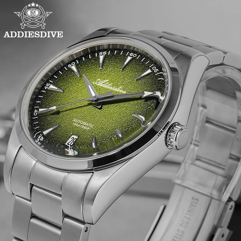 

ADDIESDIVE New Mechanical Diving Watch For Men 100m Waterproof Super Luminous Luxury Wrist Watch Bubble Glass Stainless Steel