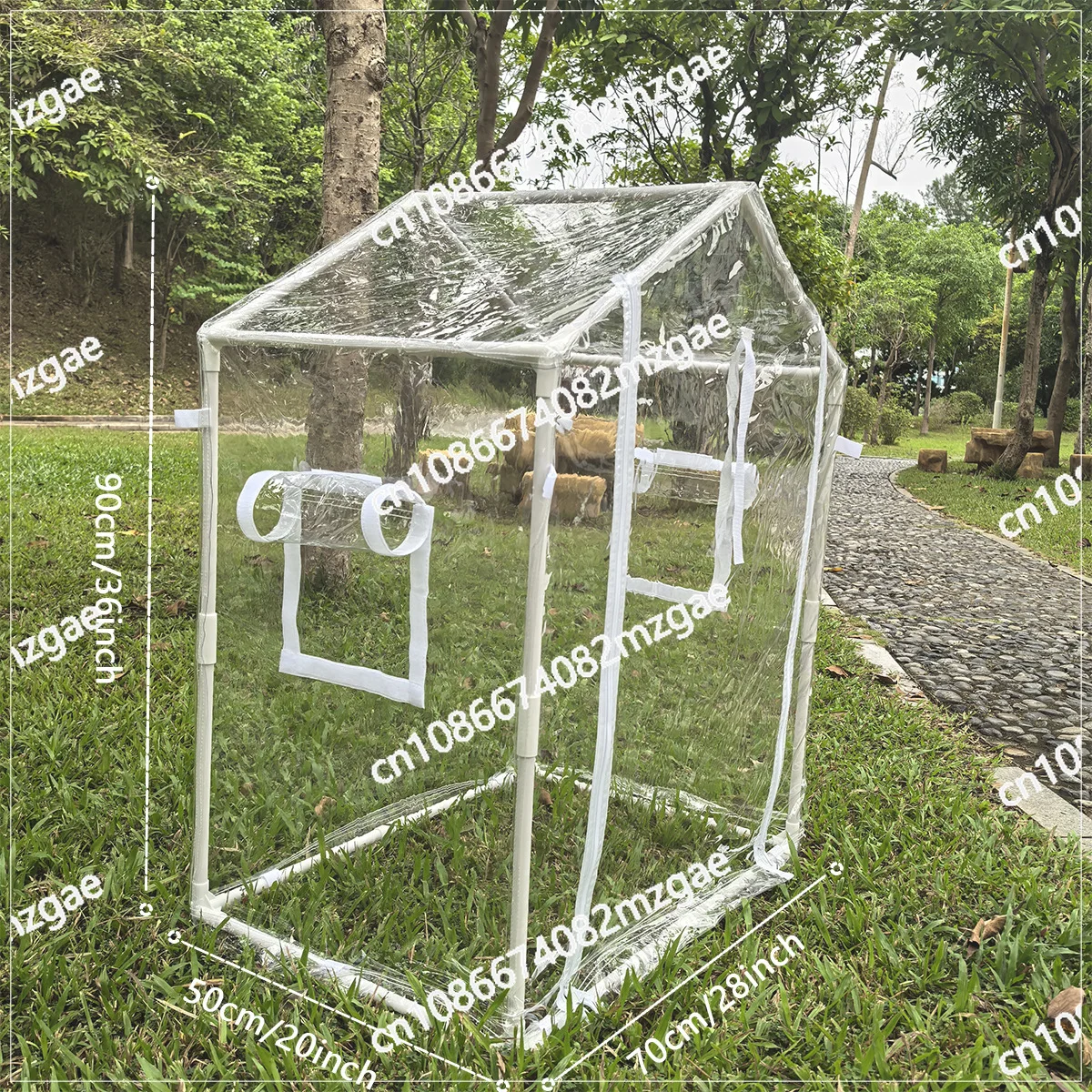 PVC tent, with ventilation windows and zipper doors, plant nursery with lights, cold-proof and wind-resistant greenhouse