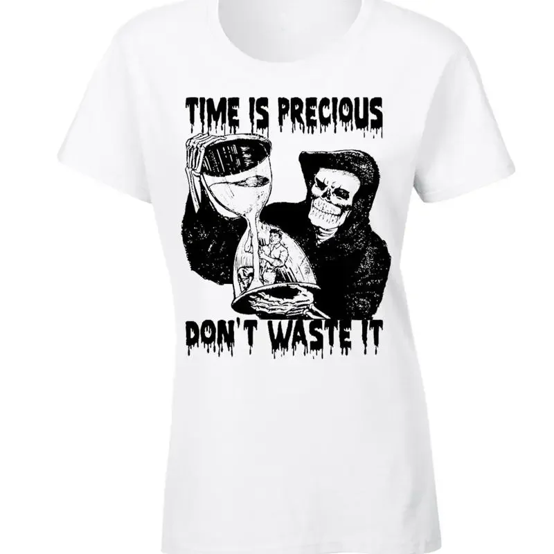 Time Is Precious T Shirt The Grim Reaper Motivational Gothic Don'T Waste