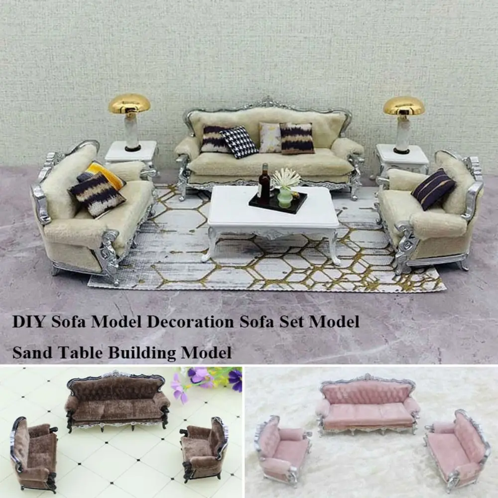 Mini DIY Sofa Modell Dekor Sofa Set Modell Sand Tisch Gebäude Modell Europäischen Sofa Modell Innen Tee Tisch Puppenhaus Möbel