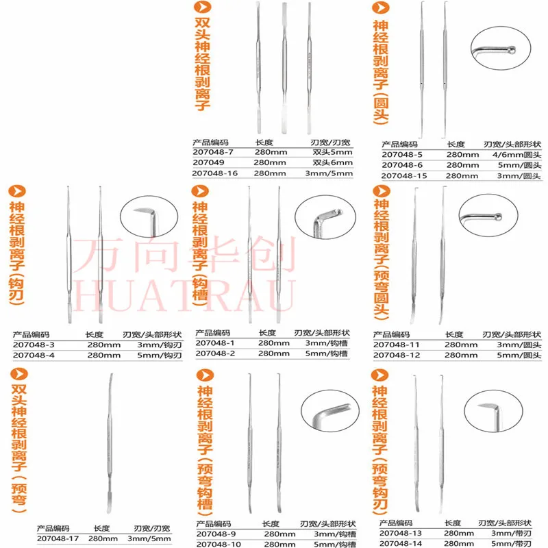 

Orthopedic instruments medical nerve root stripping ion spine cervical vertebra lumbar meningeal stripper round head with blade