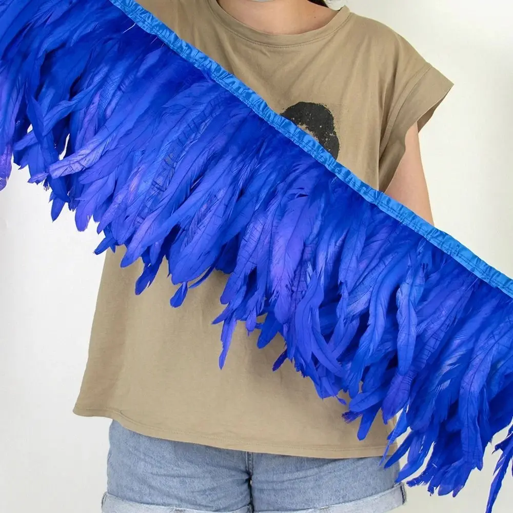 1 Meter Wedding Party Natural Turkey Feathers Ribbon Tassel Sewing Decoration Feathers Trim Home Decor DIY Apparel Fabric