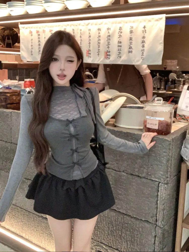 Conjunto de Dos Piezas de Punto Coreano para Mujer, Top Largo de Otoño, Sensación de Alta Gama, Estilo Puro y Sensual