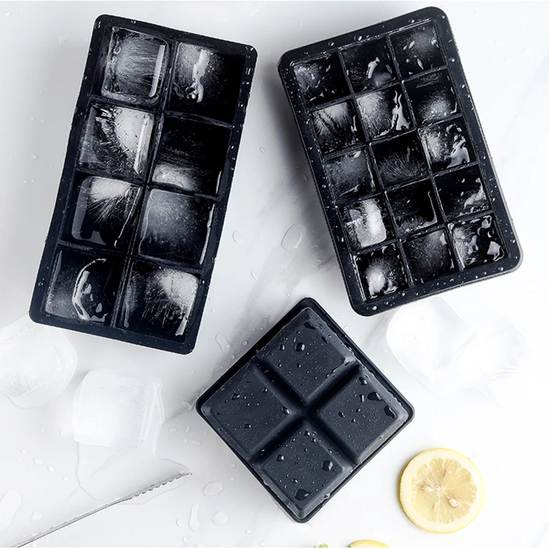 4/6/8/15 /37Grid Big Ice Tray Mold Giant Jumbo Large Food Grade Silicone Ice Cube Square Tray Mold DIY Ice Maker Ice Cube Tray