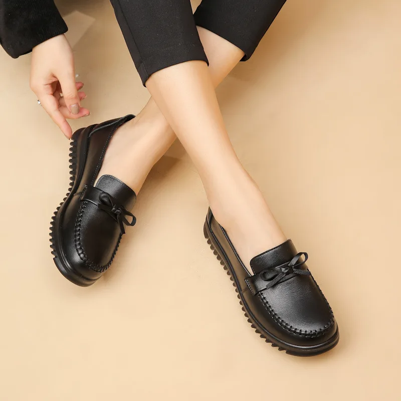 2023 Spring Autumn New Genuine Leather Shoes Woman Slip On Oxford Shoes Women Flats Casual Shoes Ladies Breathable Shoes