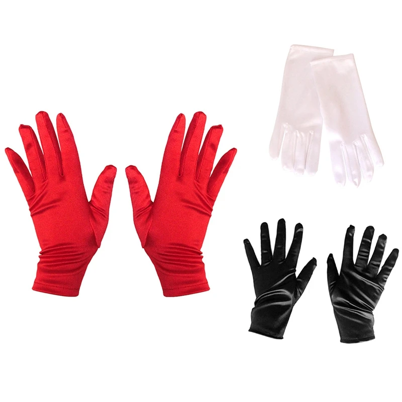 

Ladies Short Sunscreen Satin Satin Glove Surface Dance Performance Gloves Spandex Etiquette Gloves