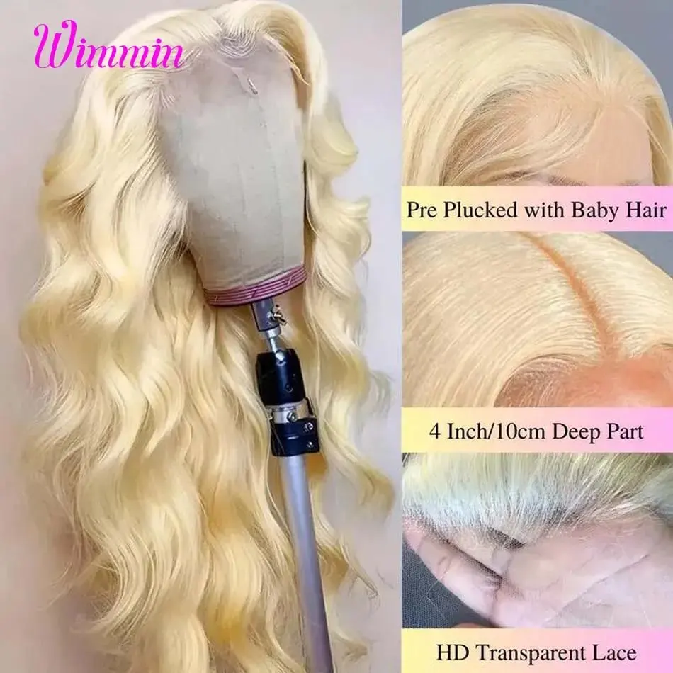 613  Blonde 150 Density HD Lace Wig13x6 Human Hair 13X4 Frontal Blonde Colored 20 40 Inch Body Waves Glue-Free Waves Wig