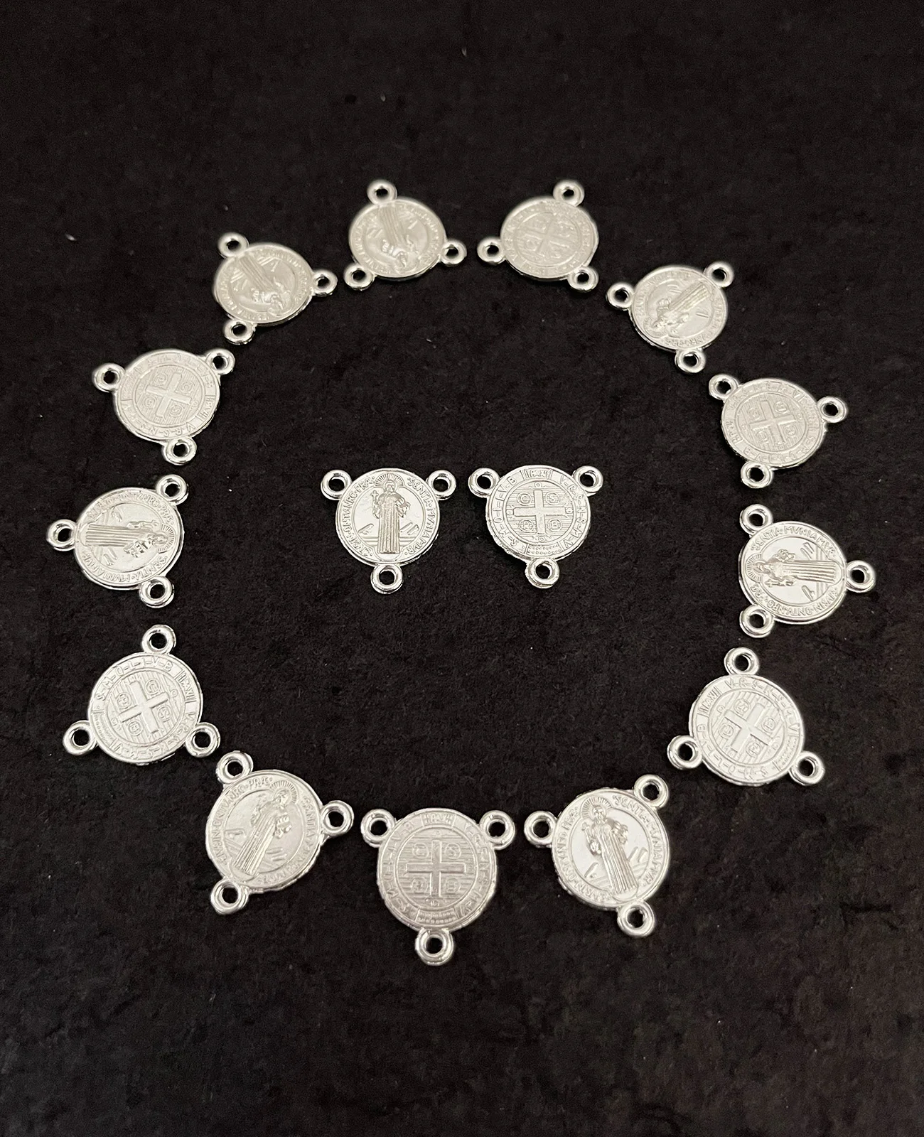 10Pcs CSPB St. Benedict Medal Rosary Center Exorcism Saint Benedict Centerpiece Connector for Jewelry Accessories