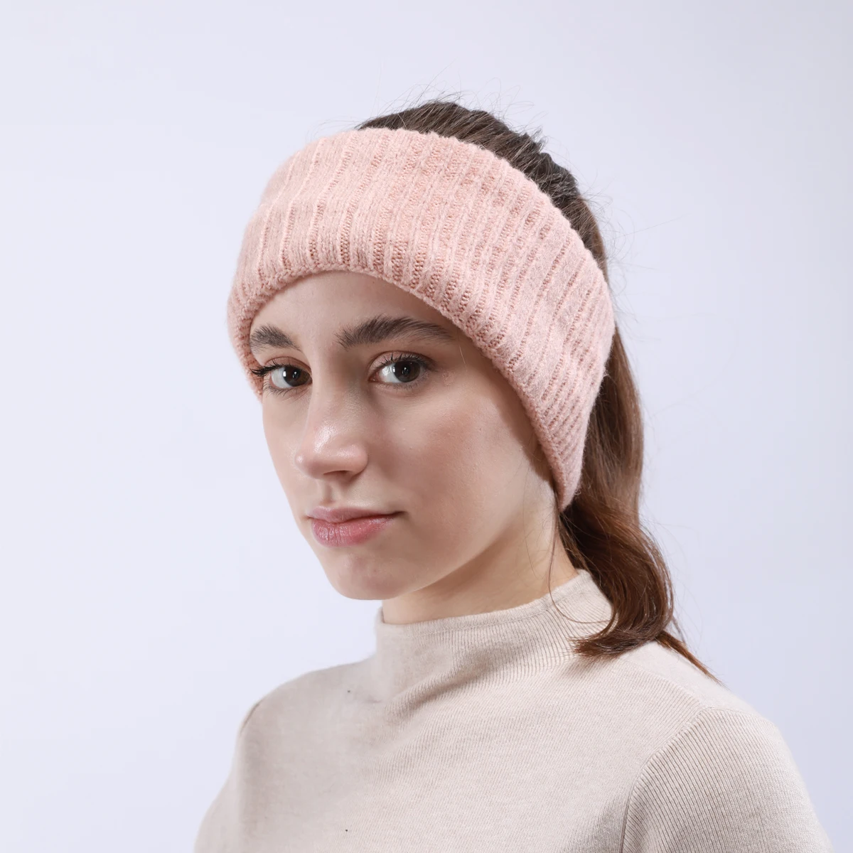 

Women Cotton Blend Knitted Headband Solid Color Soft Elastic Fashionable Durable Elegant Y2K Style Outdoor Travel Use Wear