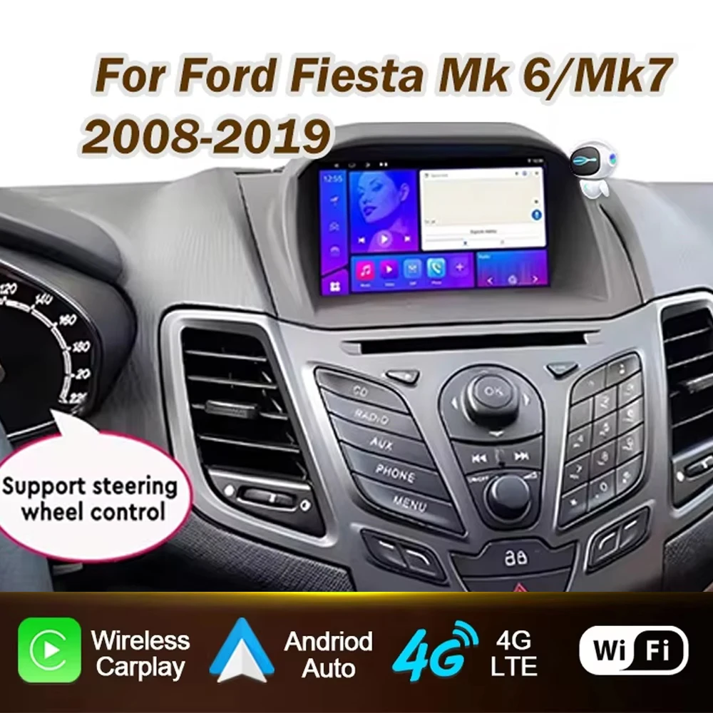 

Car Radio For Ford Fiesta MK6 MK7 2009 -2017 Carplay Android Auto Player Screen Multimedia 2din Video 4G WIFI Navigation Stereo
